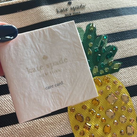 NWT Kate Spade pineapple wristlet with stripes and gems - Picture 9 of 10